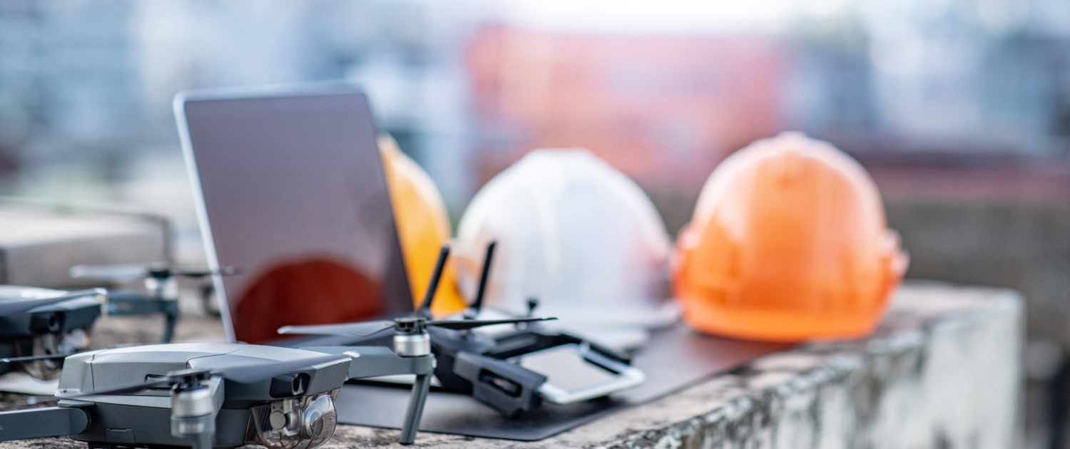 Drone, Remote Control, Laptop Computer, Smartphone And Protectiv